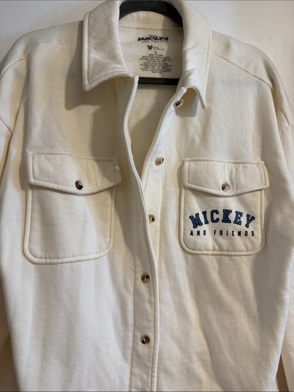 Disney Cream Button-Front Shirt Jacket